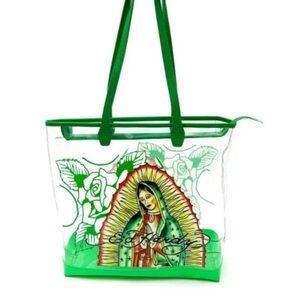 Ed Hardy Virgin de Guadalupe Green Clear PVC Tote Bag